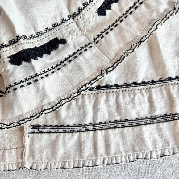 Vintage Romanian Homespun Linen Hemp Embroidered Traditional Folk Skirt - Picture 10 of 14